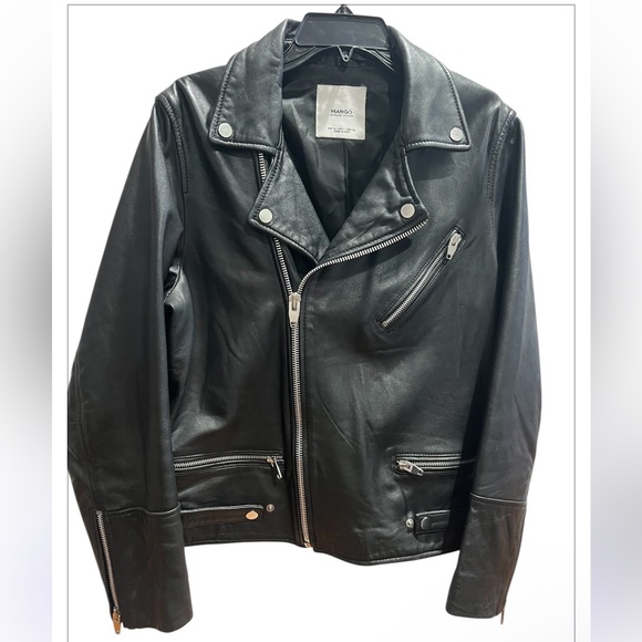MANGO Genuine leather biker moto jacket - Picture 4 of 12